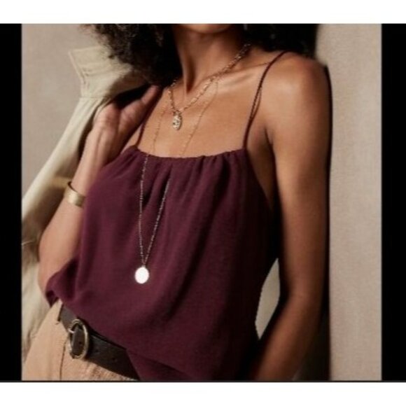 Banana Republic Deep Wine Adjustable Straps Lined Blouse Size XS Runs - Picture 2 of 12